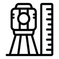 Surveyor equipment measuring height with ruler and theodolite on tripod vector