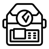 Electronic voting machine showing verified vote, secure digital elections vector