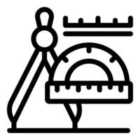 Compass and protractor measuring tools for precise drafting vector