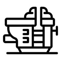 Bench vise gripping tool fixing material on workshop table vector