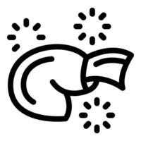 Party horn blowing with festive fireworks exploding, celebration icon vector