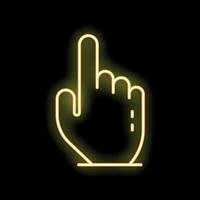 Glowing neon yellow hand pointing with index finger vector