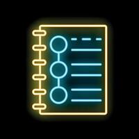 Neon notebook with checklist and empty lines for notes taking vector