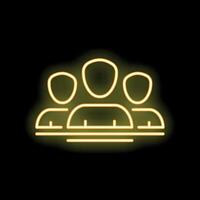 Neon icon of three business people standing together forming a team vector