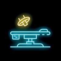 Neon style icon representing surgical lamp shining above operating table vector