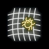 Neon sign representing bug trapped in a grid system vector
