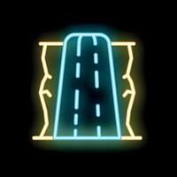 Neon style icon showing road leading to cliff edge vector
