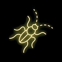 Neon yellow cockroach moving on black background vector