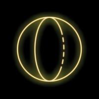 Neon yellow glowing beach ball icon on black background vector