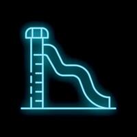 Glowing neon sign of a playground slide on a black background vector