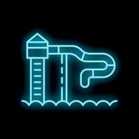 Neon sign representing water park with water slide on black background vector