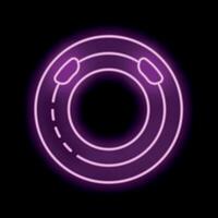 Neon sign showing inflatable ring for swimming pool or beach vector