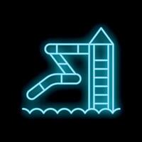 Neon sign representing water park with slides and swimming pool vector