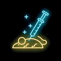 Neon syringe injecting vaccine in lab rat for scientific research vector