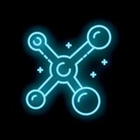 Neon style icon showing molecule structure with atoms vector