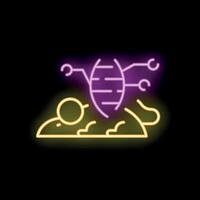 Neon sign depicting dna strand transforming and evolving on earth vector