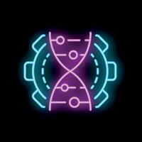 Neon icon of genetic engineering combining dna and gear symbol vector
