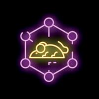 Neon sign of laboratory rat with connected dots symbolizing experiments in progress vector