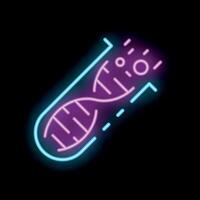 Neon icon of dna structure being altered in test tube vector