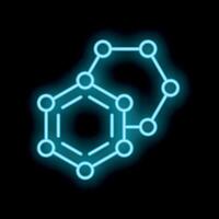 Blue neon molecule structure glowing on black background vector