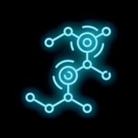 Neon style icon showing nodes connecting with each other vector