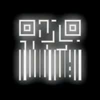Glowing neon white qr code on black background vector