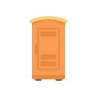Mobile toilet cabin standing on ground in flat style vector