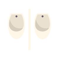Two white urinals separated by partition wall in men public toilet vector