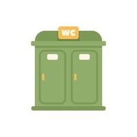 Green portable toilet cabin with two doors sign wc showing public restroom vector