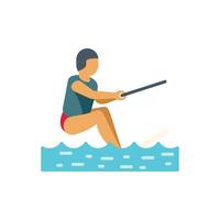 Athlete water skiing on lake or river holding a rope on a handle vector