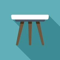 Round coffee table with three wooden legs on turquoise background vector