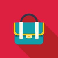 Blue business briefcase with clasp and handle on red background vector