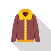 Brown jacket with yellow collar and buttons featuring long sleeves vector