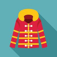 Red marching band jacket with yellow stripes and collar, flat design illustration vector