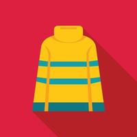 Yellow firefighter sweater with turquoise stripes on red background vector