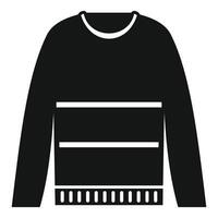Black sweater with white stripes and bottom detail featuring long sleeves and a round collar vector