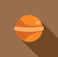 Jupiter planet rotating with great red spot and long shadow vector