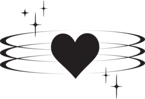 Y2K heart icon. Star shapes. Symbols of love. Outline cosmic design element. Cute retro romantic element of magic sparkles. Abstract celestial 90s decoration png