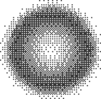 Bitmap pixel arcade game effect. Circle with bit pattern texture. Round y2k halftone element. Aesthetic globe with dither gradient. 2000s noisy illustration png
