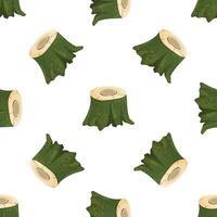 Seamless pattern of tree stumps covered with green moss on white background vector