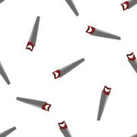 Hand saw with red handle seamless pattern on white background vector