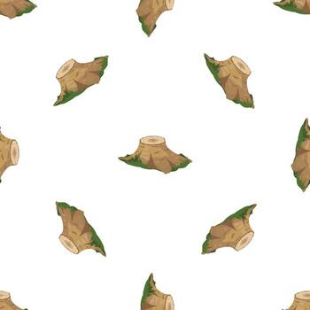 sin costura modelo de árbol tocones rodeado por césped en blanco antecedentes vector