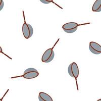 Seamless pattern of tea strainers with brown handles on white background vector
