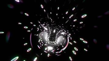 A black and white abstract tunnel of a light bulb with circles video