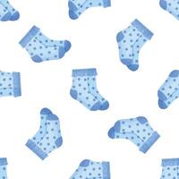 Seamless pattern of baby socks with ruffles and blue rhombus patterns, creating a cute and playful design vector