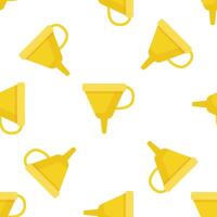 Yellow funnel seamless pattern on white background representing filtering and concentration vector