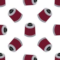 Red car oil filter seamless pattern on white background vector