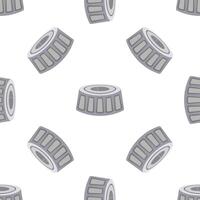 Ball bearing seamless pattern on white background, rotating mechanical part vector