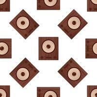 Wooden loudspeaker seamless pattern on white background, repeating illustration of audio equipment vector