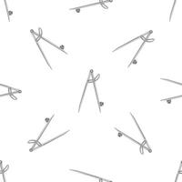 Metal compass drawing tool seamless pattern on white background vector